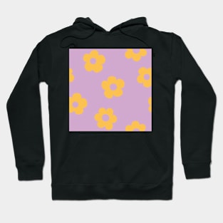 Chunky Retro Flowers - Bright & Colorful Lilac and Yellow Hoodie